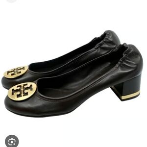 Tory Burch Black Heels with Gold Accent